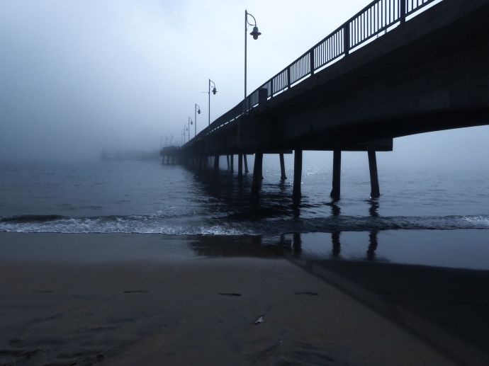 Belmont Veterans Memorial Pier, Long Beach, pier, fog